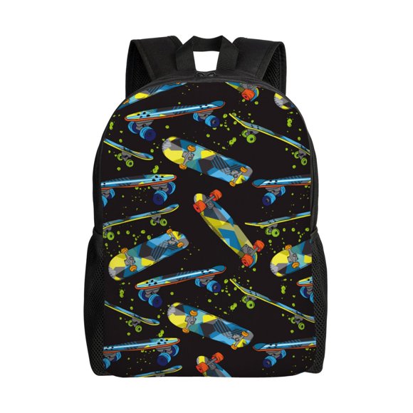 Lukts Colorful Skateboard Pattern Backpack for Travel, Sports, Beach, Work, Casual Daily Pack for Men Women Fits 15.6 Inch Laptop