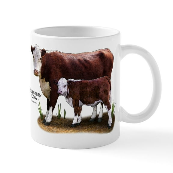 CafePress - Hereford Cow And Calf Mug - 11 oz Ceramic Mug - Novelty Coffee Tea Cup