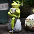 thumbnail image 3 of JJKBVCLO Fro g Garden Statue Statue, Fro g Sitting On Stone Statue, Decorating Garden, 3 of 7