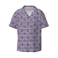 thumbnail image 2 of Lsque Anchors print Men's Cuban Collar Short Sleeve Shirt Summer Beachwear Casual Button Down Fashionable Vacation Leisure Shirt-Medium, 2 of 7