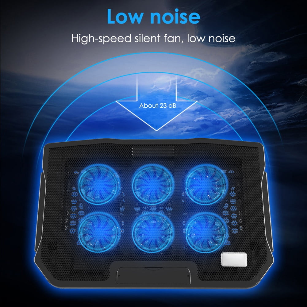 Naierhg 2 USB Ports Six Cooling Fans Laptop Cooler Pad Notebook Stand for 14/15.6Inch