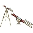 thumbnail image 3 of Floor Standing Brass Telescope Red Leather Double Barrel Nautical Home Decoration 27" BY THORINSTRUMENTS, 3 of 4