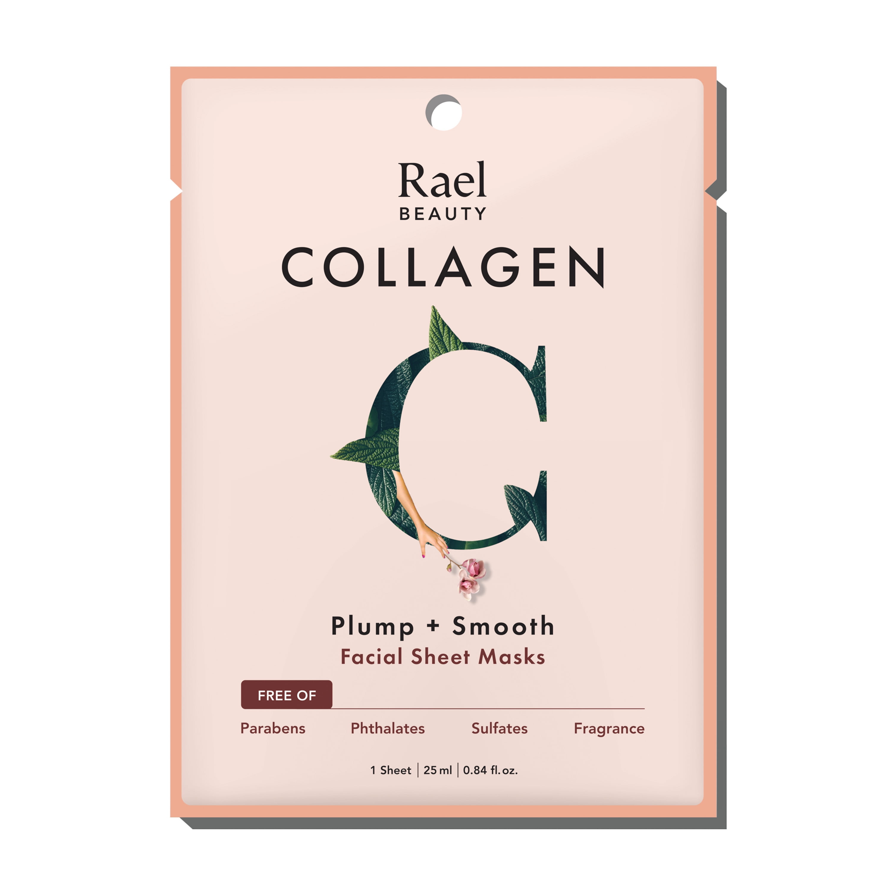 Rael Beauty Collagen Facial Mask for Wrinkles and Dry Skin, Plump + Smooth, 1 ct