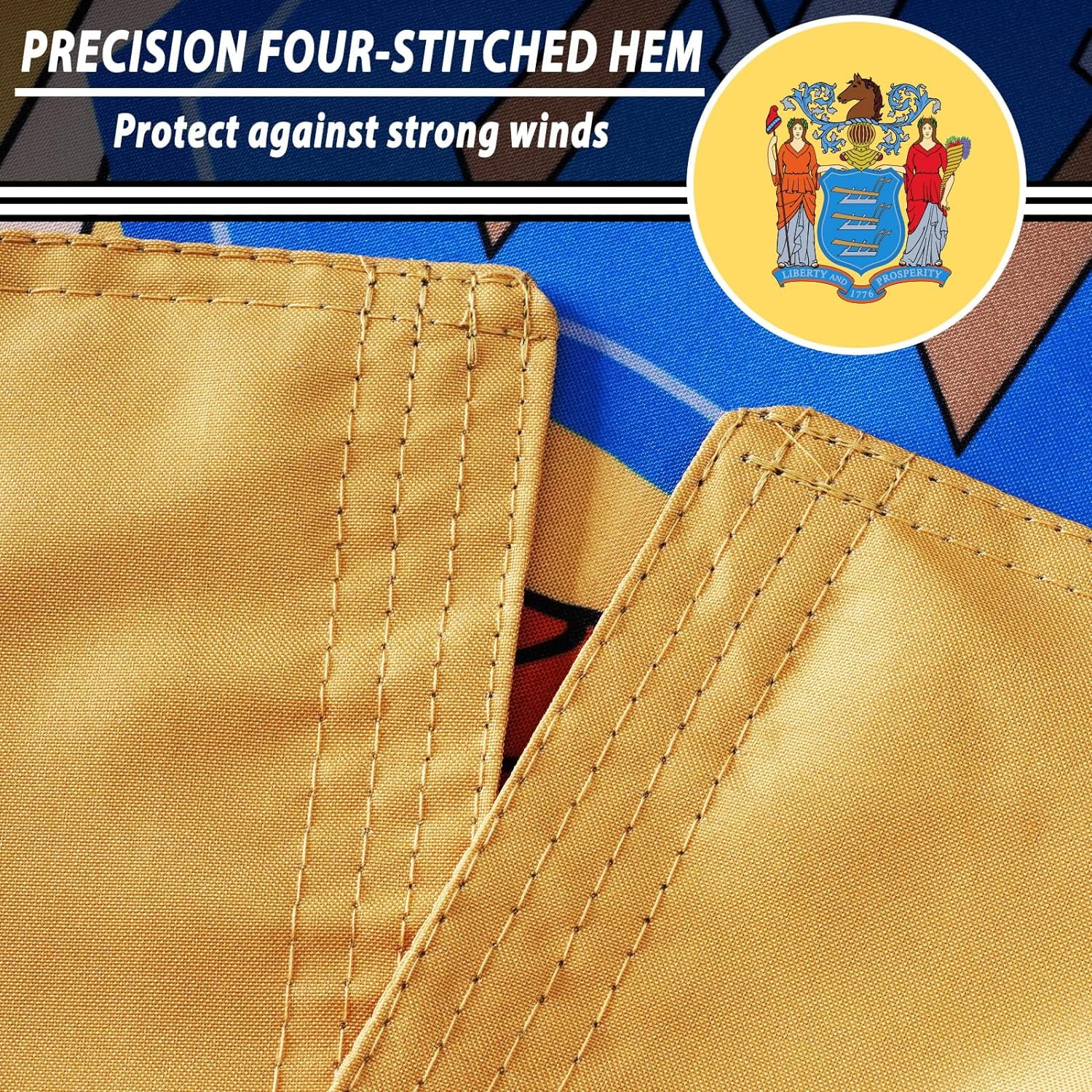 FLAGWIN New Jersey Flag 3x5 FT - 3 Ply Double Sided Polyester New Jersey State Flag with Brass Grommets - Vivid Color and Fade Proof State of New Jersey Flag 3x5 Outdoor