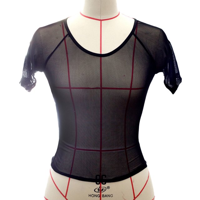 RXIRUCGD T-Shirt Court à Manches Courtes Transparent en Maille Transparente pour Femme, Décontracté