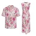 thumbnail image 5 of Garronmavis Pink Flower Matching Outfits for Couples Men's Short Sleeve Shirt Fashion Summer Tops and Womens Long Dress with Split Sleeveless Hawaiian Vacation Sundress Size M, 5 of 7