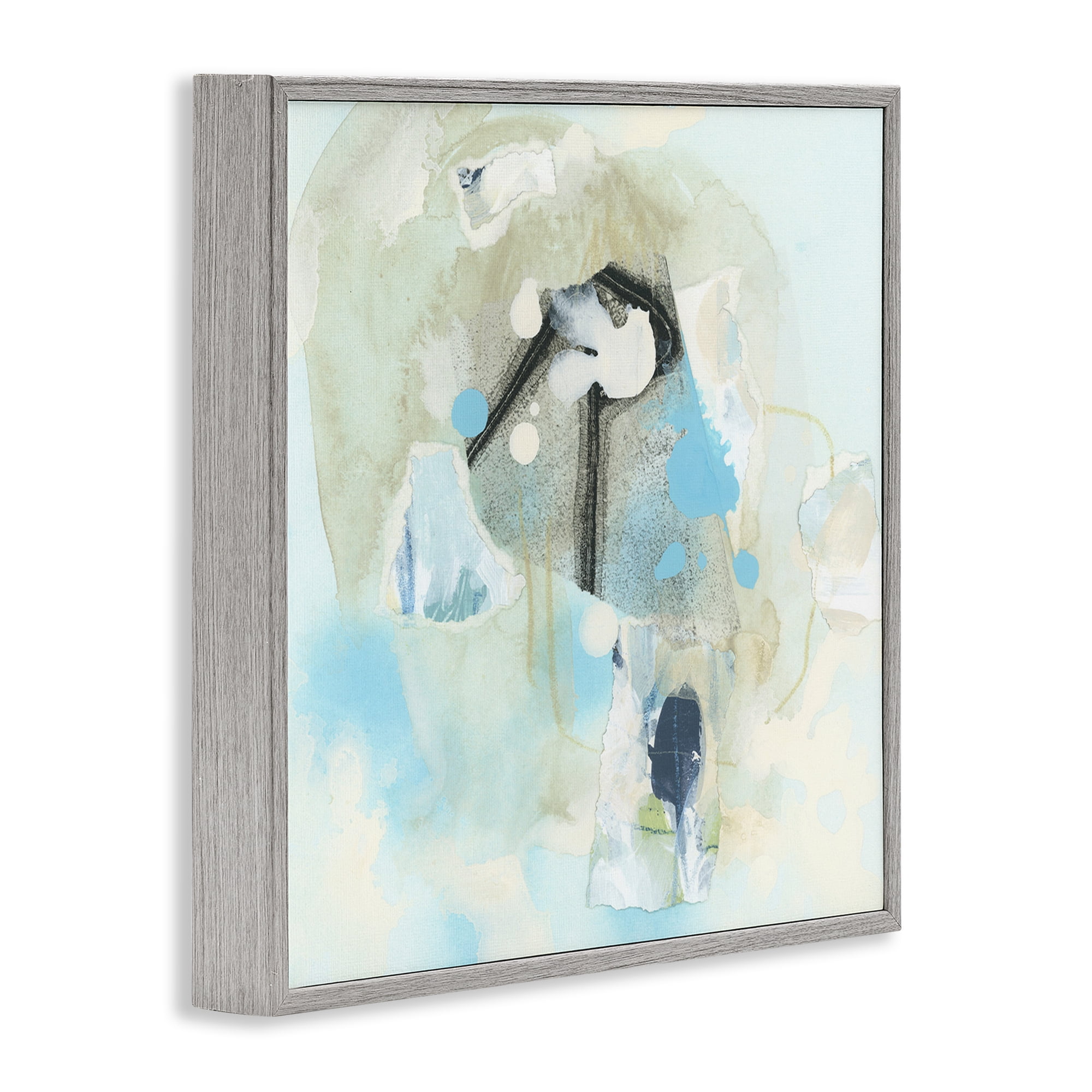 Stupell Industries Soft Blue Complex Abstraction Abstract Painting Gray Framed Art Print Wall Art, 12 x 12