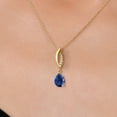thumbnail image 3 of Gem Stone King 10K Yellow Gold Blue Created Sapphire and Lab Grown Diamond Pendant Necklace for Women | 2.03 Cttw | Gemstone September Birthstone | Pear Shape 8X6MM | With 18 inch Chain, 3 of 6