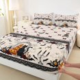 thumbnail image 4 of Manfei Spooky Ghost Pattern King Sheets,Halloween Theme Black Cat Bedding,4pcs,1 Flat Sheet,1 Fitted Sheet and 2 Pillowcases, 4 of 6