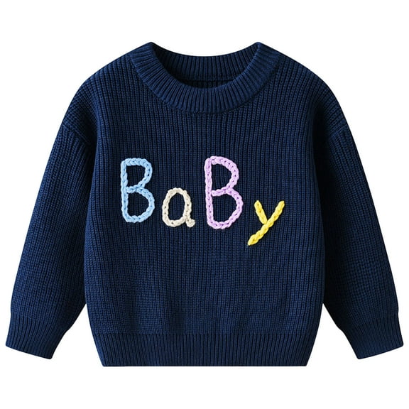 Gubotare Sweater Toddler Girls Basic Sweater Youth Kids Long Sleeve Crew Neck Classic Pullover Teen Casual Loose Fit Size 7-8 (Dark Blue,7-8 Years)