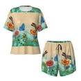 thumbnail image 4 of Lsque Colorful Plants And Insects Women's Short-Sleeved Pajama Set - 2 Piece Soft and Lightweight Sleepwear Set-XX-Large, 4 of 9
