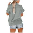 thumbnail image 5 of Summer Fashion Oversized Shirt for Womens 2025 Solid Color Button Shirts V Neck Loose Blouse Short Sleeve Casual Work Tunic With Pocket, 5 of 5