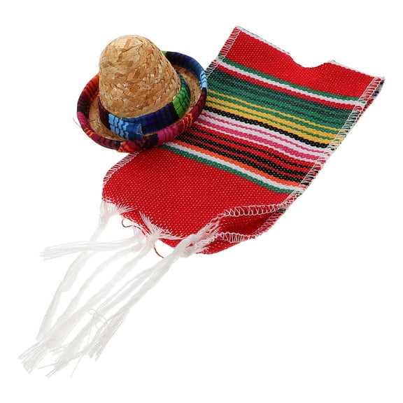 Worgeous 1 Set Fiesta Party Mini Hat And Scarf Set Mexican Style Beer Bottle Covers Party Decorations Unique Bottle Accessories Mexican Bottle Ponchos