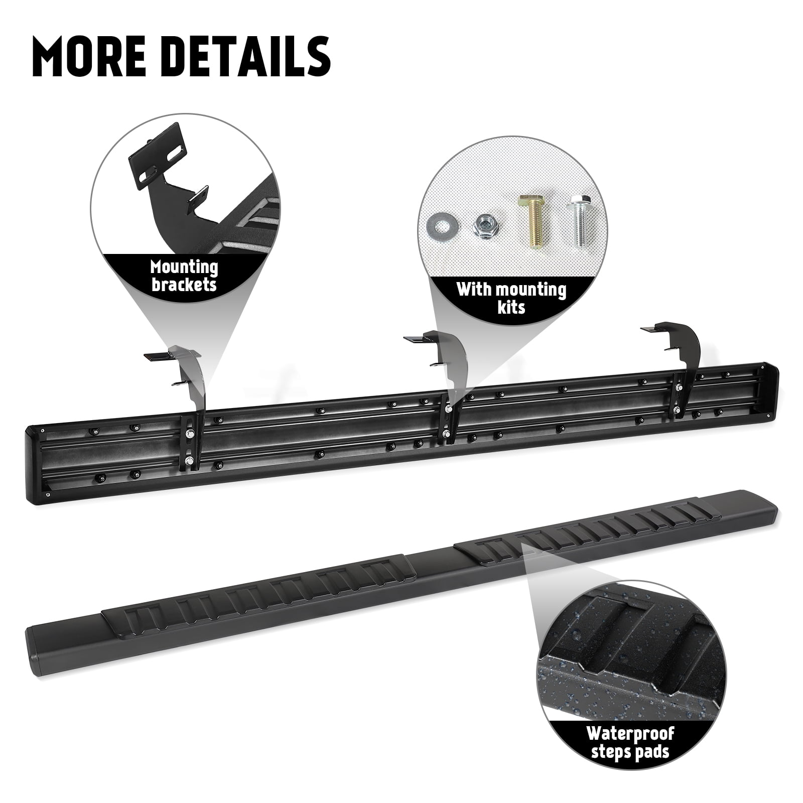 XTWEEX 6" Crew Cab Running Boards for 2009-2018 Dodge Ram 1500 2019-2023 Ram 1500 Classic | 2010-2023 Ram 2500 3500 Black Aluminum Alloy Side Step Nerf Bar