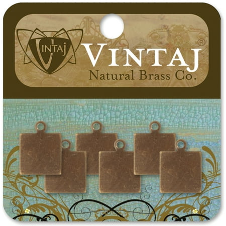 Vintaj Metal Altered Blanks 6pk, Square Tag, 9mm