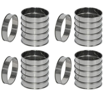 

18 Pack 4 Inch Double Rolled English Muffin Rings Stainless Steel Crumpet Rings Tart Rings Round