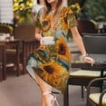 thumbnail image 3 of Disketp Sunflower Field Art para Vestido de Manga Corta para Mujeres, Vestidos de Verano para Mujeres, Casual y Holgado para la Playa, 3 of 6