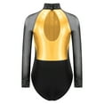 thumbnail image 2 of Alvivi Kids Girls Shiny Color Block Long Sleeve Gymnastic Ballet Dance Leotard Bodysuit Dancewear Gold 8, 2 of 5