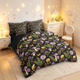thumbnail image 2 of Homewish Watercolor Plant Mushrooms 7 Pieces Full Size Bedding Sets,Romantic Daisy Flowers Full Size Bed in a Bag,Black Reversible, 2 of 8