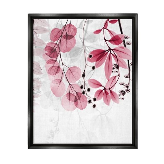 Stupell Industries Modern Pink Botanical Leaves Botanical & Floral Painting Black Floater Framed Art Print Wall Art, 17 x 21