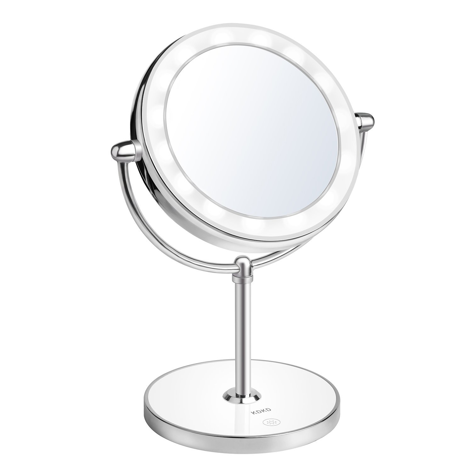 KDKD Lighted Makeup Mirror 1X 7X Magnification Double Sided Round Shape
