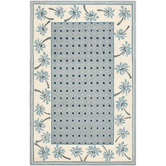 Safavieh HK724A-4 3 ft. 9 in. x 5 ft. 9 in. Small Rectangle Transitional Chelsea Blue & Ivory Hand Hooked Rug
