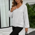 thumbnail image 5 of GEWSEY Plus Size Tops for Women Long Sleeve Sequins Party Tunic V Neck Casual Shirt Pleated Front Blouse Spring Winter XL-5XL (Silver, M), 5 of 9