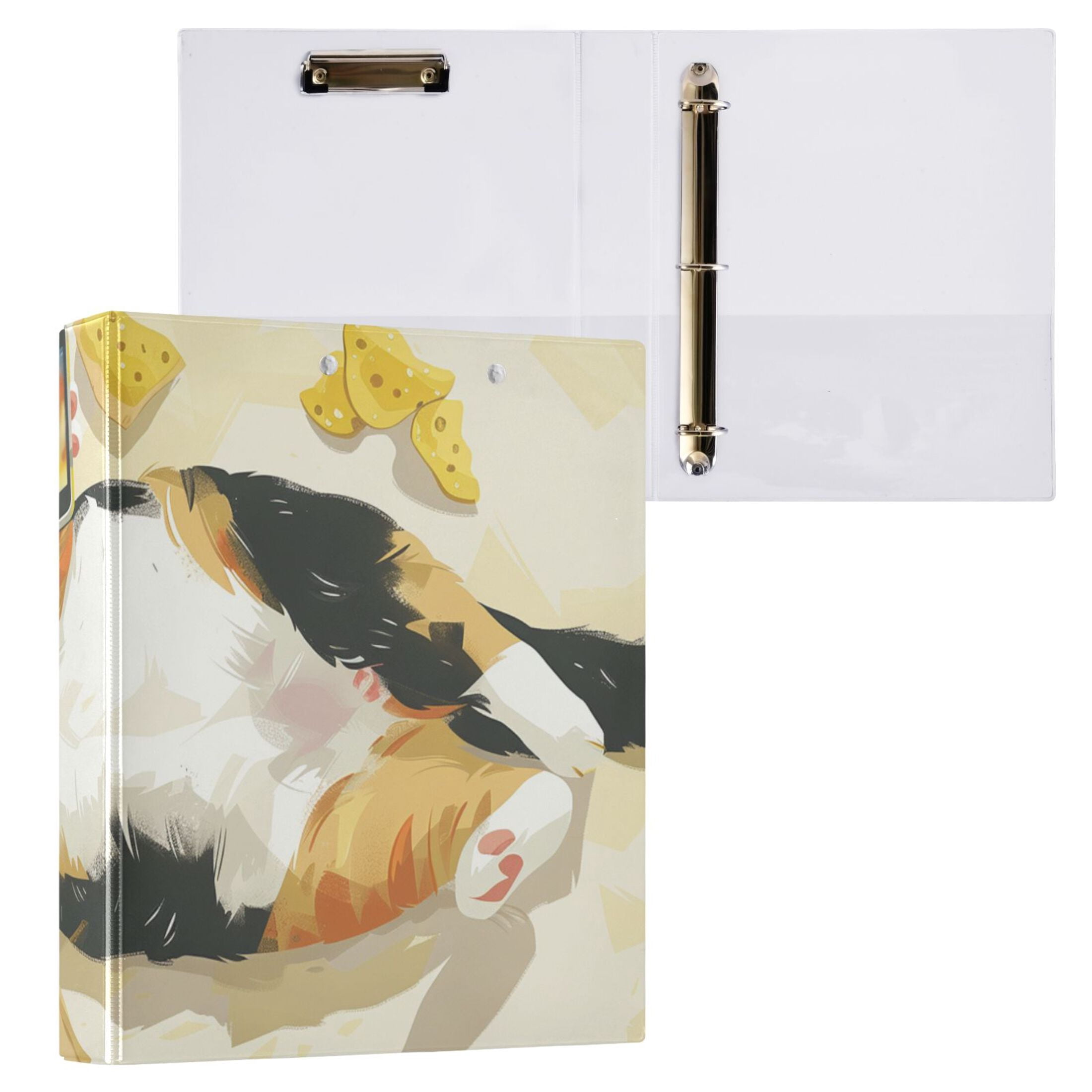 Lazy Cat 3 Ring Binders 1.5 inch Hardcover File Folders with Interior Pockets A4 Size Organizer for School Office Hospital