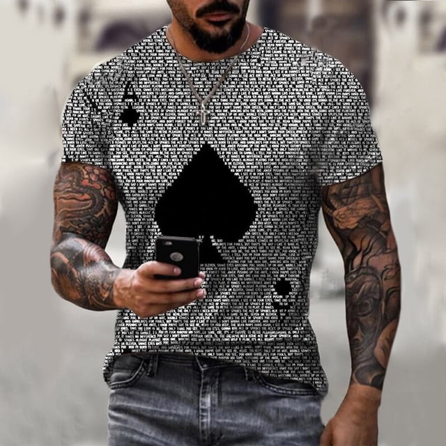 Camiseta de verano 2021 para hombre, camiseta de cuello redondo de estilo callejero para hombre, camiseta de manga corta con estampado de póker a la moda, camiseta con estampado de rayas de cebra Tan Jianjun unisex