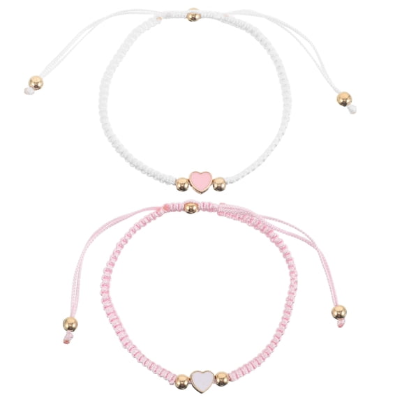 AURARMLET 2Pcs Matching Friendship Bracelets with Heart Design for Couples and Friends, Adjustable and