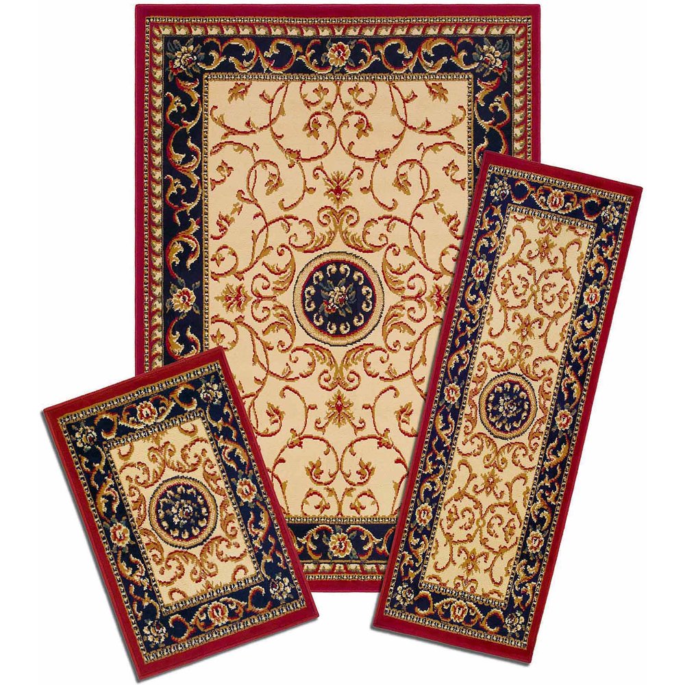 Capri 3 Piece Rug Set, Wrought Iron Medallion 3piece Capri area rug