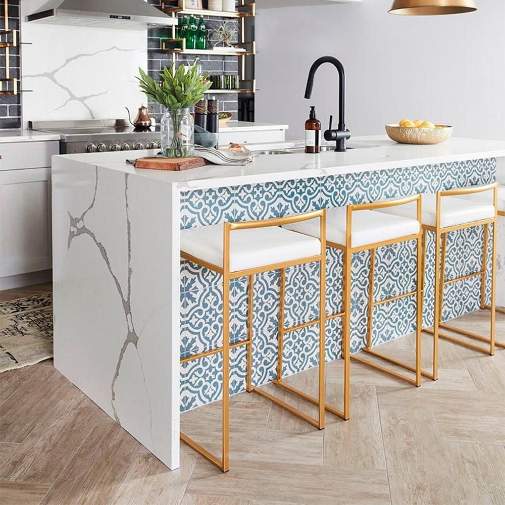 Tabouret Heavenly Collection avec cadre en acier inoxydable doré LOT DE 6