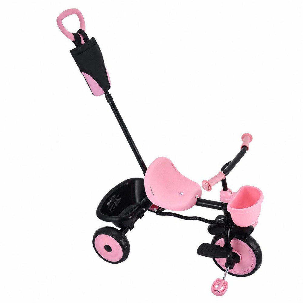 Kids Tricycle, for 18 Months to 5 Years Toddler, with Parent Push Handle, Adjustable Seat, Storage Compartment