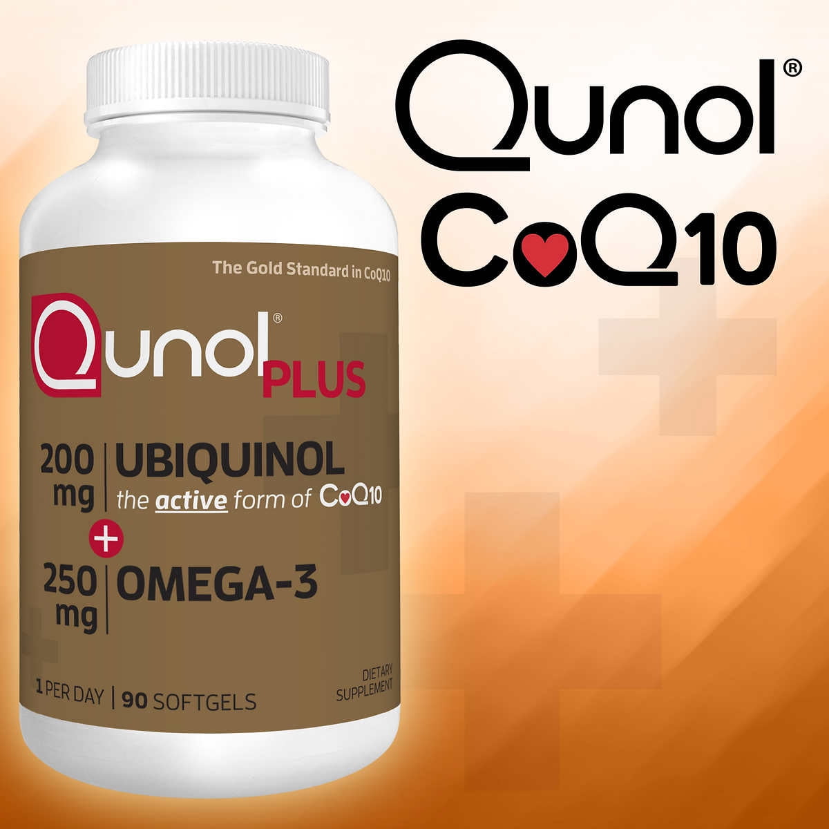 Qunol Plus Ubiquinol 200 mg. with Omega3, 90 Softgels