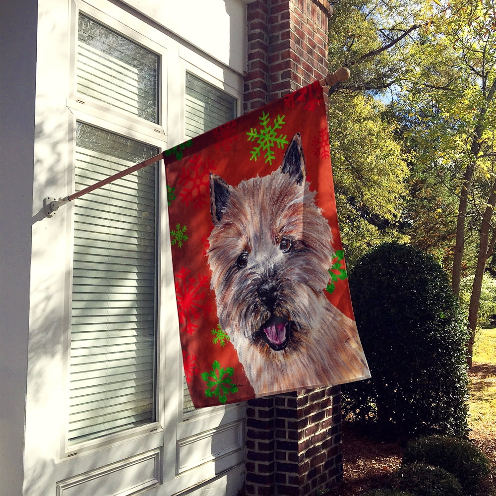 Norwich Terrier Red Snowflakes Holiday House Flag
