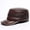 Coffee, variant on Genuine Leather Hat Autumn Winter Men's Cowhide Mi-litary Hats With Ears Adjustable Size Flat Cap Male Bone Snap-back Cap ,Soft Feel