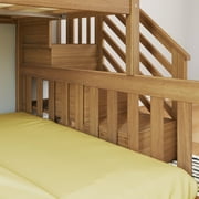 Twin Over Full Low Bunk With Staircase, Pecan