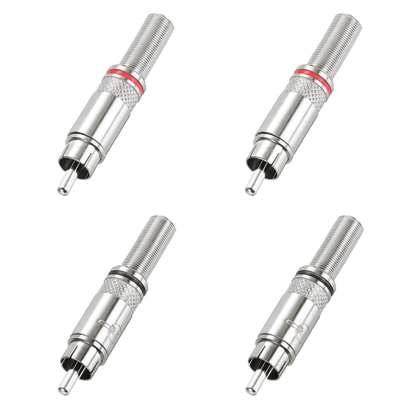 4Pcs RCA to Speaker Wire Connector, RCA Solder Male Silver Plated Stereo Audio Connector Adapter 6.6MM Jack Plug