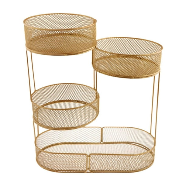 Cesta de frutas de metal Rack de almacenamiento de vegetales Saver de ahorro de hierro Partido de hierro Fruit de frutas de múltiples niveles Servicio oro