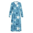 thumbnail image 5 of SEANATIVE Women's Long Sleeve Sleep Shirt Soft Full-Length Nightgown Button Front Housecoat Elegant Pajama Dress for Travel Home Bedroom Wear, 2XL, Sea Turtle Starfish Blue, 5 of 7