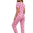 thumbnail image 5 of Aimik Womens Pajama Set Two Piece Short Sleeve Top and Long Pants Ladies Trendy Matching Oufits Casual Loungewear Set,Pink,M, 5 of 6