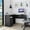 Black, variant on Black L-Shaped Desk with Drawers and Metal Handles / Retractable Tray, Corner Fit