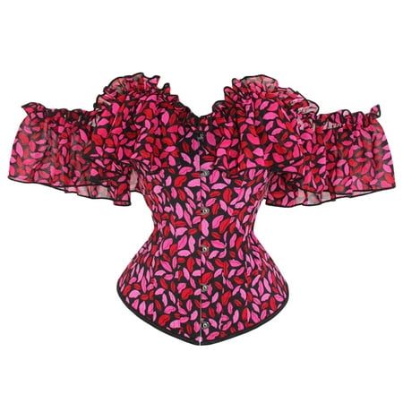 EINCcm Women s Lace Up Boned Overbust Corset Retro Bustier Lingerie Bodyshaper Zipper Top