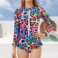 thumbnail image 2 of MEZZALL Swimwear Girls Long Sleeve One-Piece Swimsuit Summer Leopard Print Swimsuit For Kids Round Neck Bathing Hot Wear Vacation Beachwear, 2 of 4