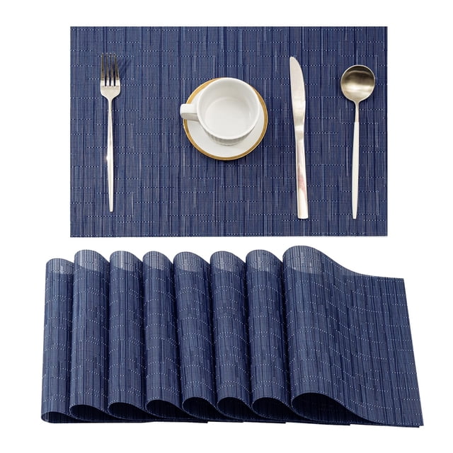 Juego de 8 manteles individuales Leetaltree Blue, resistentes al calor, antideslizantes