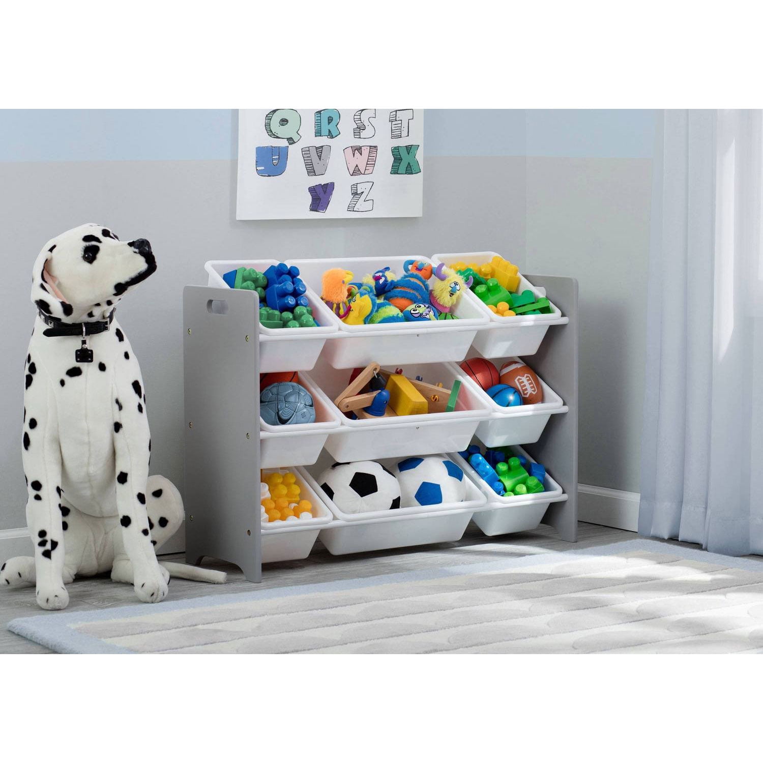 Delta Children MySize 9 Bin Plastic Toy Organizer, Grey