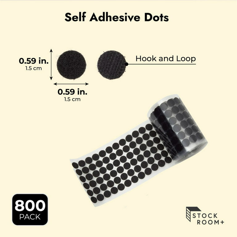 800 Pcs Black Hook and Loop Dots with Adhesive for Sewing, Sew On