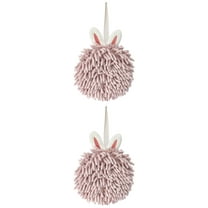 Unique Bargains 2 Pack Soft Chenille Hand Towels 7" x 7" Light Pink