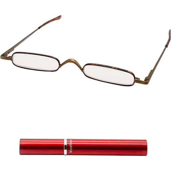MicroVision Optical Original Mini Reader Reading Glasses With Tube Case For Women and Men Lightweight & Portable Eyeglasses