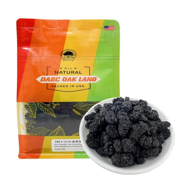 Dried Black Mulberries Top Grade Premium, Wild Black Mulberry Dried Fruit No Sugar Added,Vegan, Natural for Healthy Snacking, Baking,Tea 16OZ/Bag